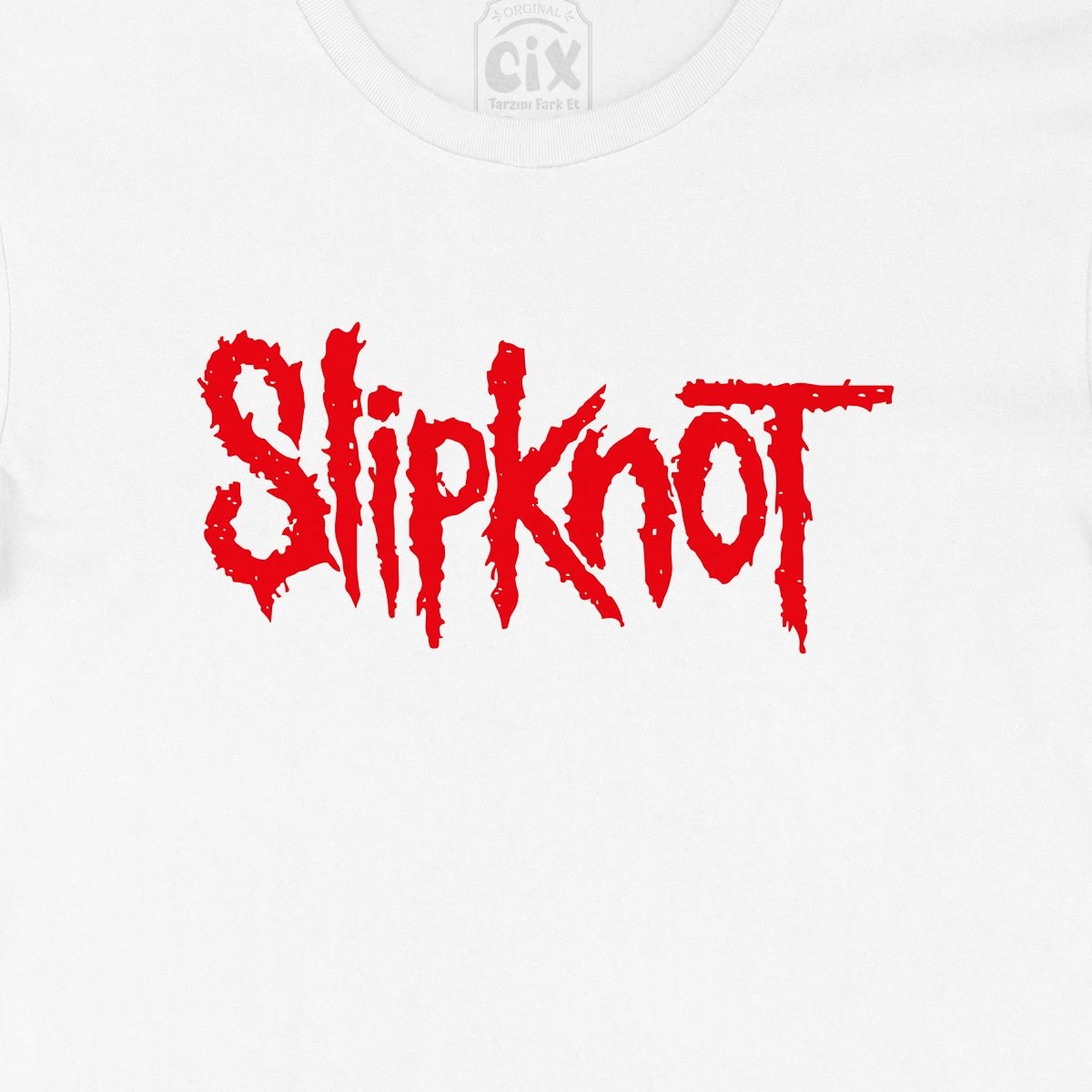 Kırmızı Slipknot Yazılı Tişört