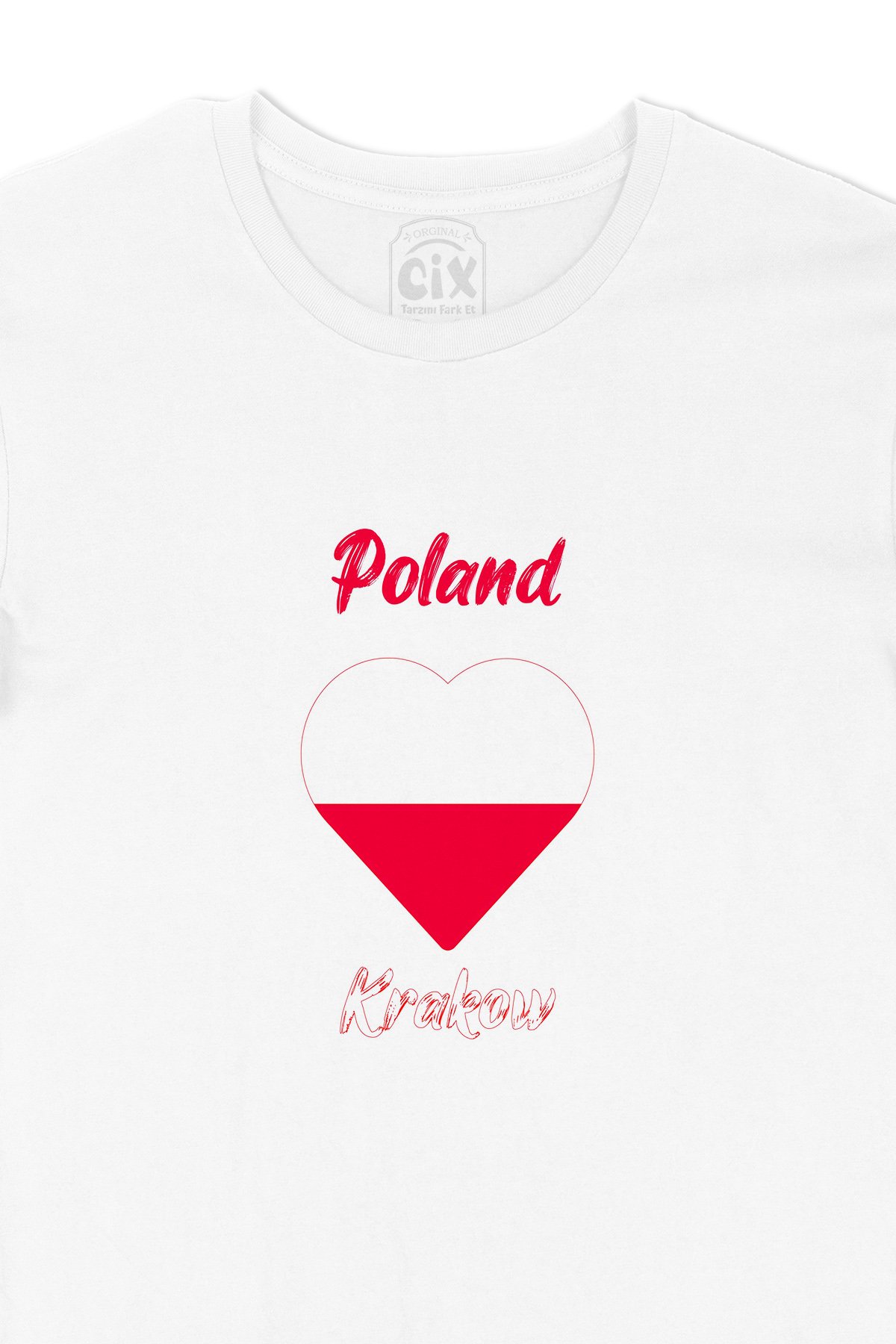 Krakow Polonya Bayraklı Kalpli Tişört