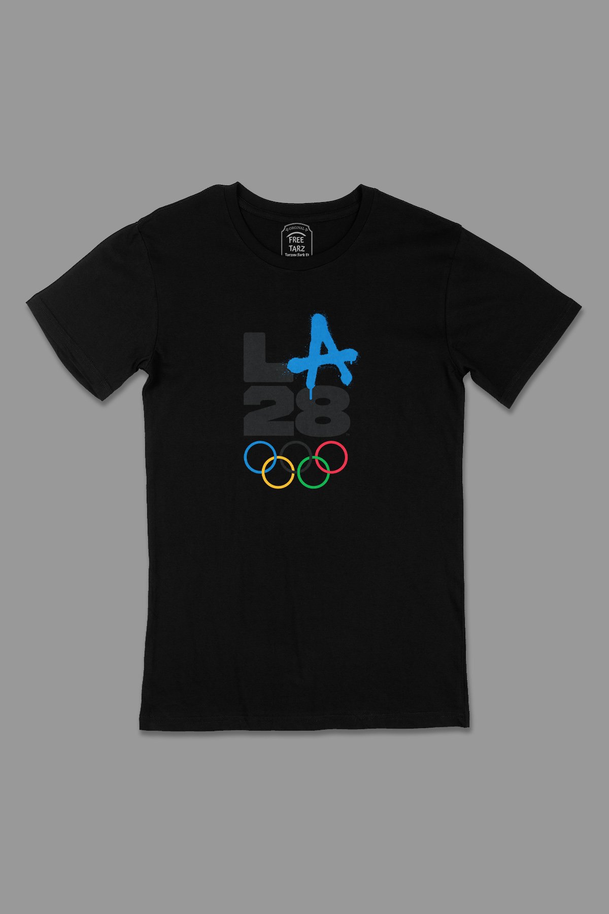 LA Los Angeles 2028 Olimpiyat Logo Büyük Baskılı Siyah Tişört LA Los Angeles 2028 Olimpiyat Logo Büyük Baskılı Siyah Tişört - Ücretsiz Kargo