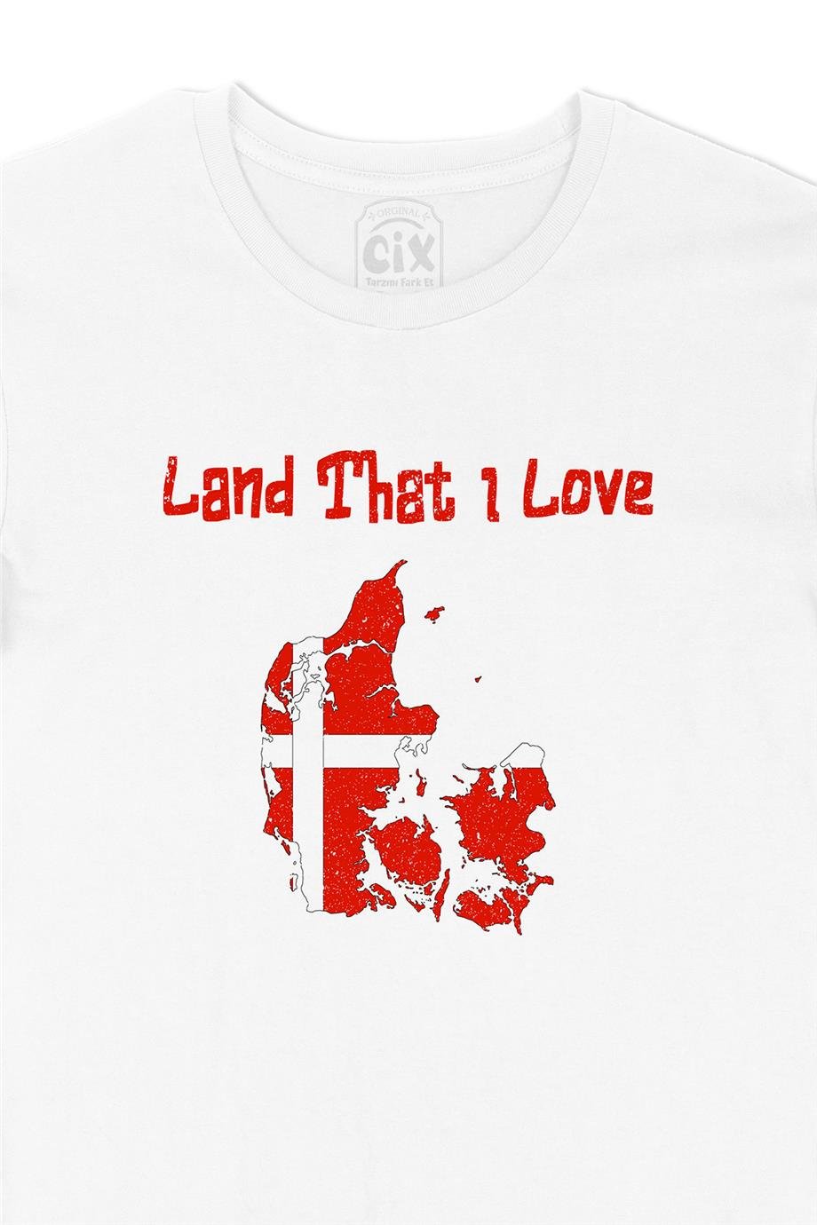 Land That I Love Danimarka Beyaz Tişört