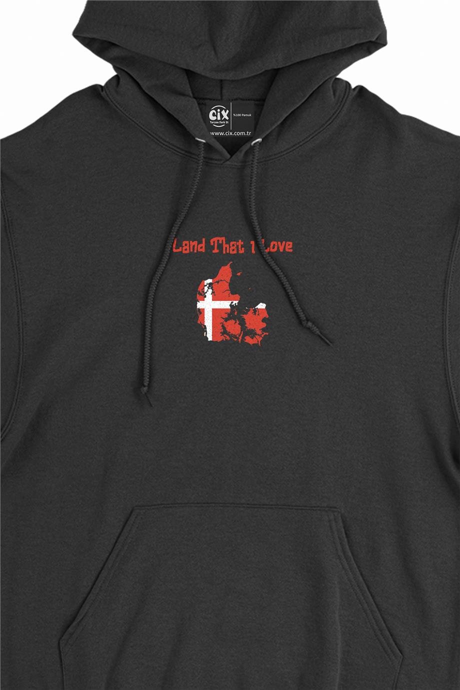 Land That I Love Danimarka Minimal Kapşonlu Sweatshirt Hoodie Land That I Love Danimarka Minimal Kapşonlu Sweatshirt Hoodie - Ücretsiz Kargo
