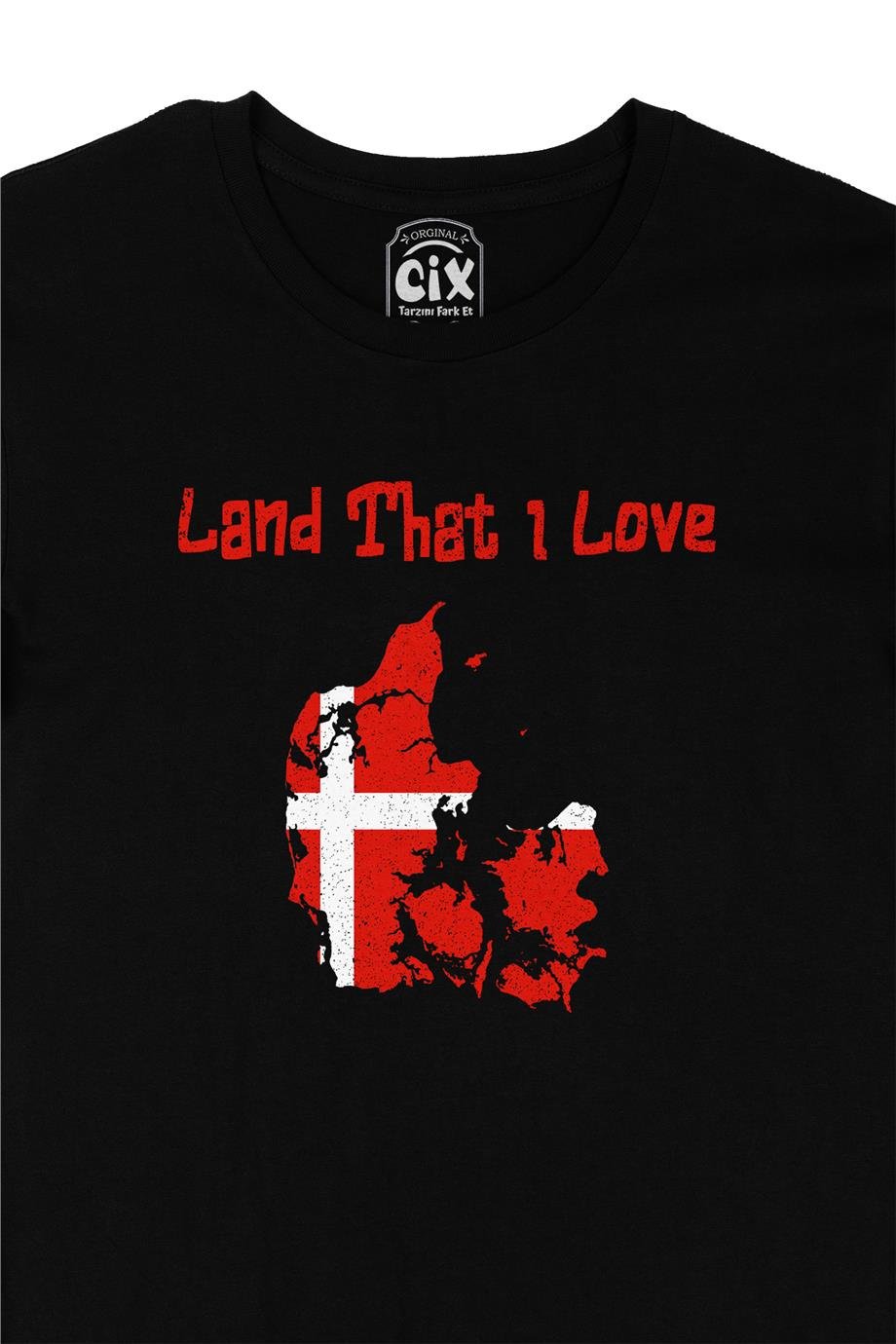 Land That I Love Danimarka Siyah Tişört