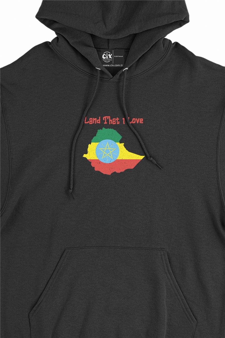 Land That I Love Etiyopya Minimal Kapşonlu Sweatshirt Hoodie Land That I Love Etiyopya Minimal Kapşonlu Sweatshirt Hoodie - Ücretsiz Kargo