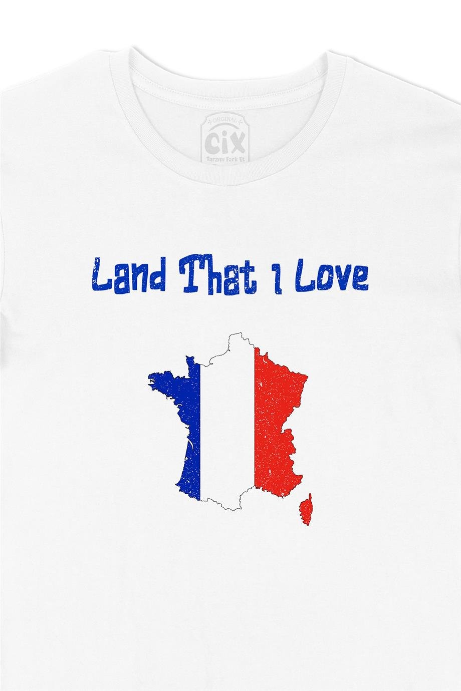 Land That I Love Fransa Beyaz Tişört