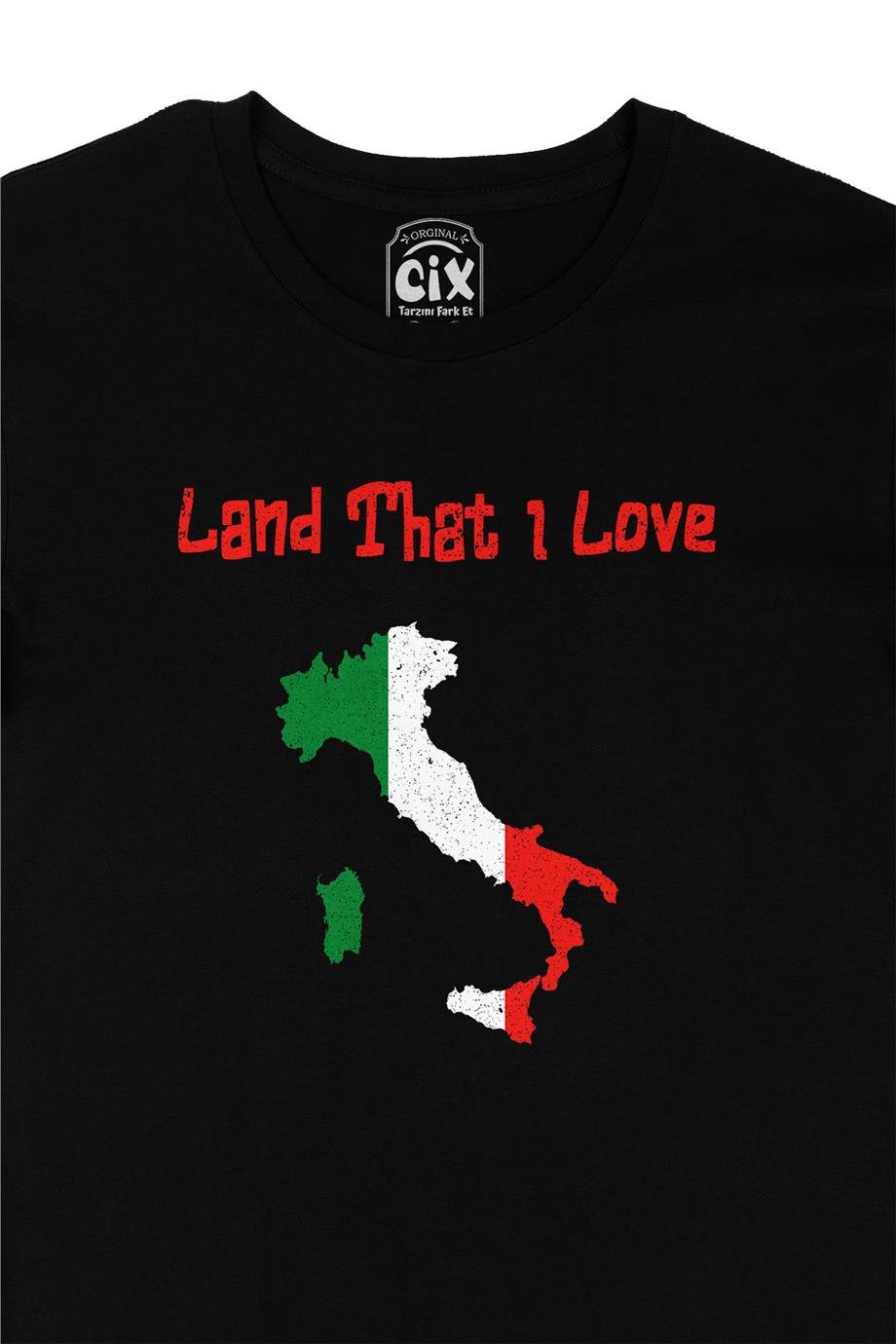 Land That I Love İtalya Siyah Tişört