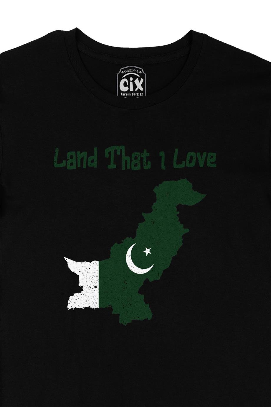 Land That I Love Pakistan Siyah Tişört