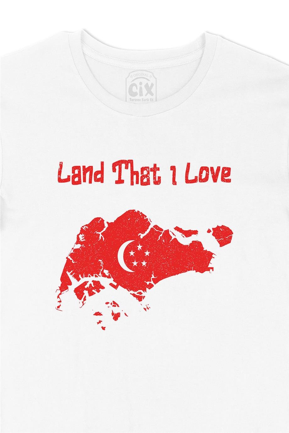 Land That I Love Singapur Beyaz Tişört
