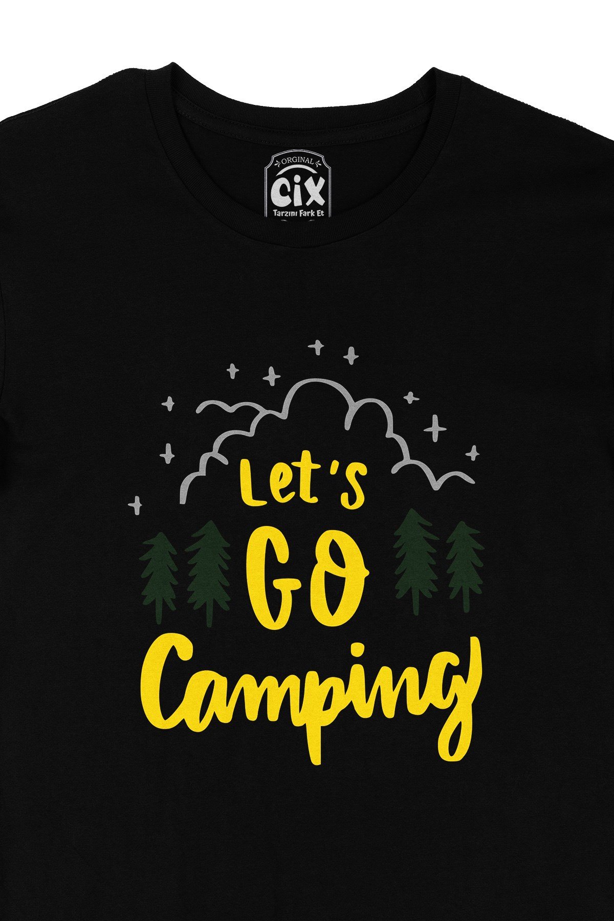 Lets Go Camping Siyah Tişört