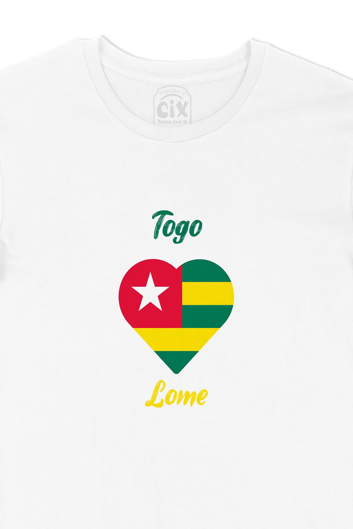 Lome Togo Bayraklı Kalpli Tişört