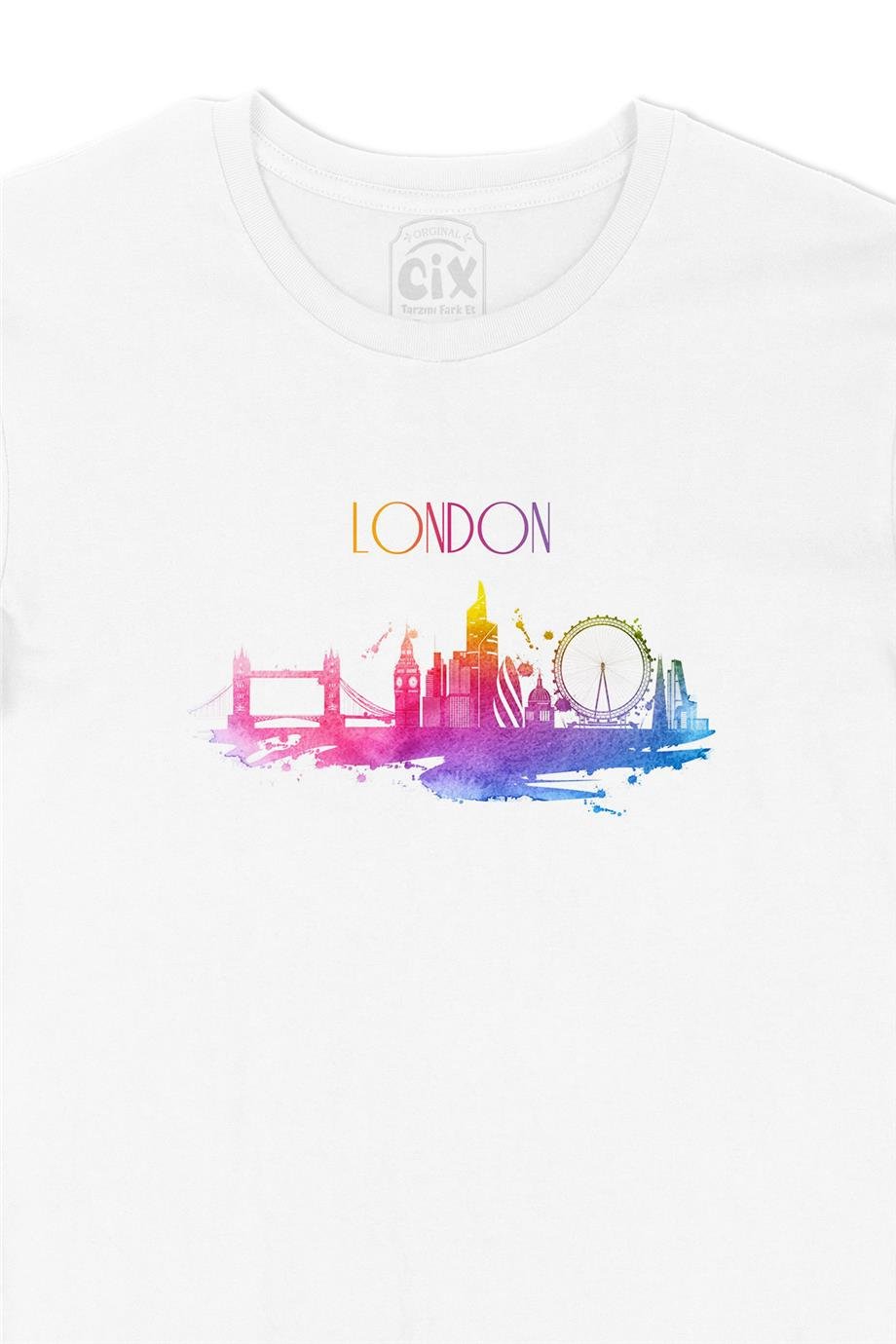 London Londra Renkli Beyaz Tişört
