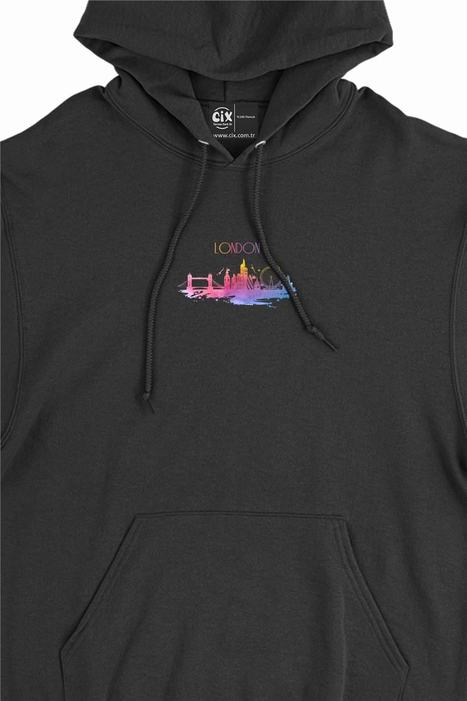 London Londra Renkli Minimal Kapşonlu Sweatshirt Hoodie London Londra Renkli Minimal Kapşonlu Sweatshirt Hoodie - Ücretsiz Kargo