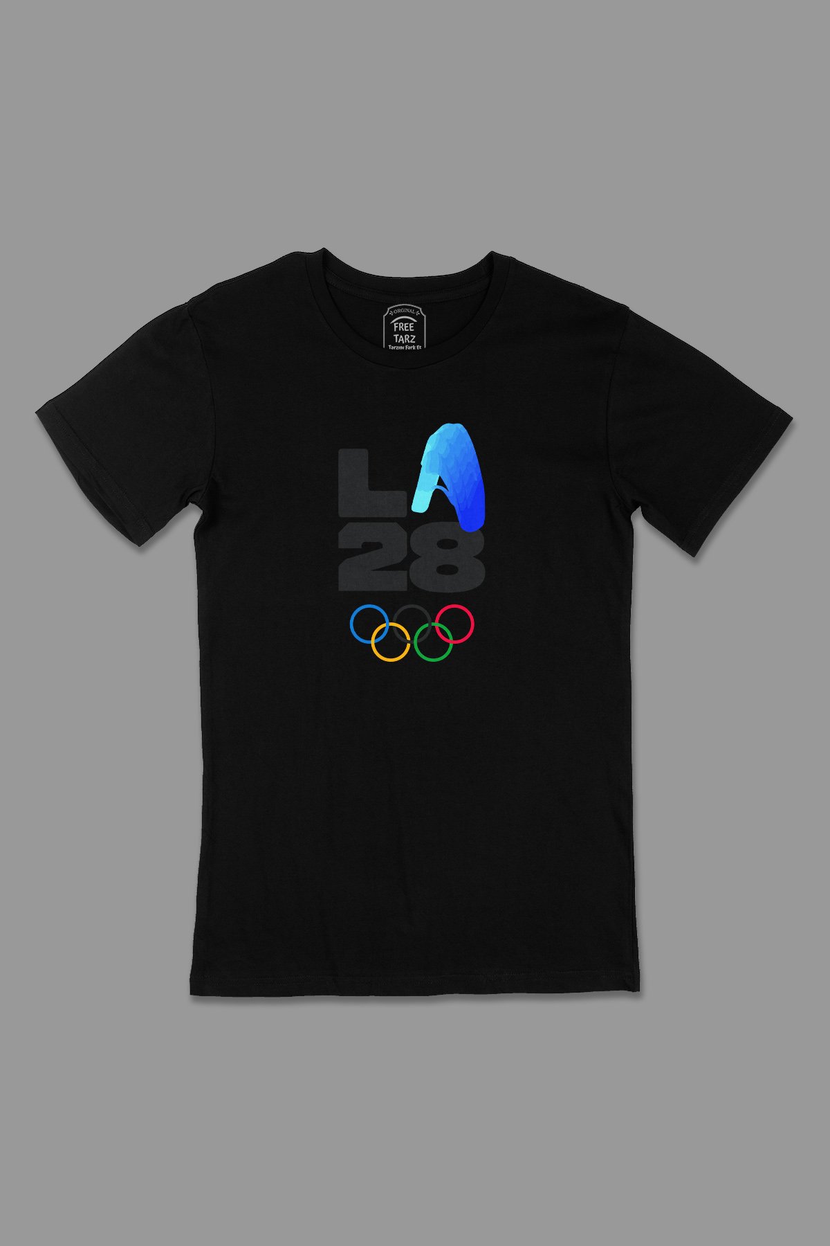 Los Angeles 2028 LA Olimpiyat Logo Büyük Baskılı Siyah Tişört Los Angeles 2028 LA Olimpiyat Logo Büyük Baskılı Siyah Tişört - Ücretsiz Kargo