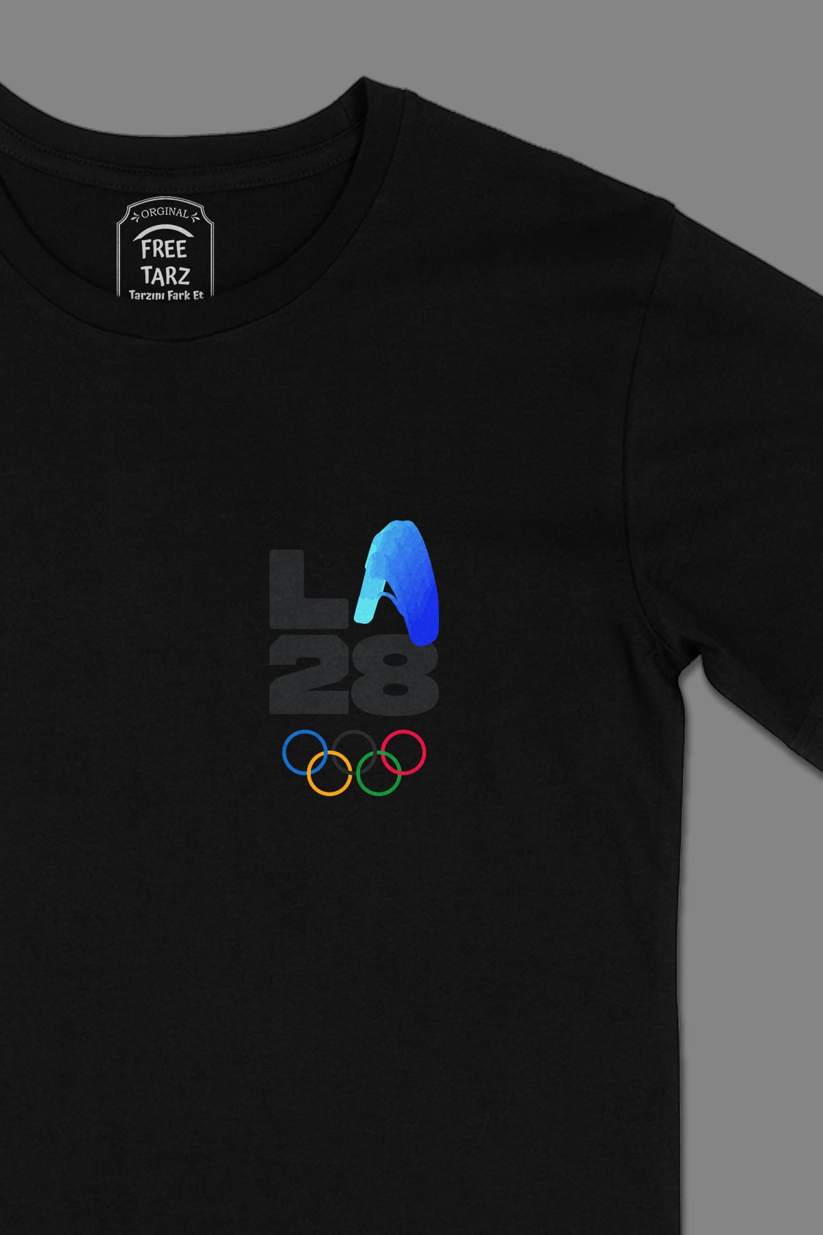 Los Angeles 2028 LA Olimpiyat Logo Cep Tasarımlı Siyah Tişört Los Angeles 2028 LA Olimpiyat Logo Cep Tasarımlı Siyah Tişört - Ücretsiz Kargo