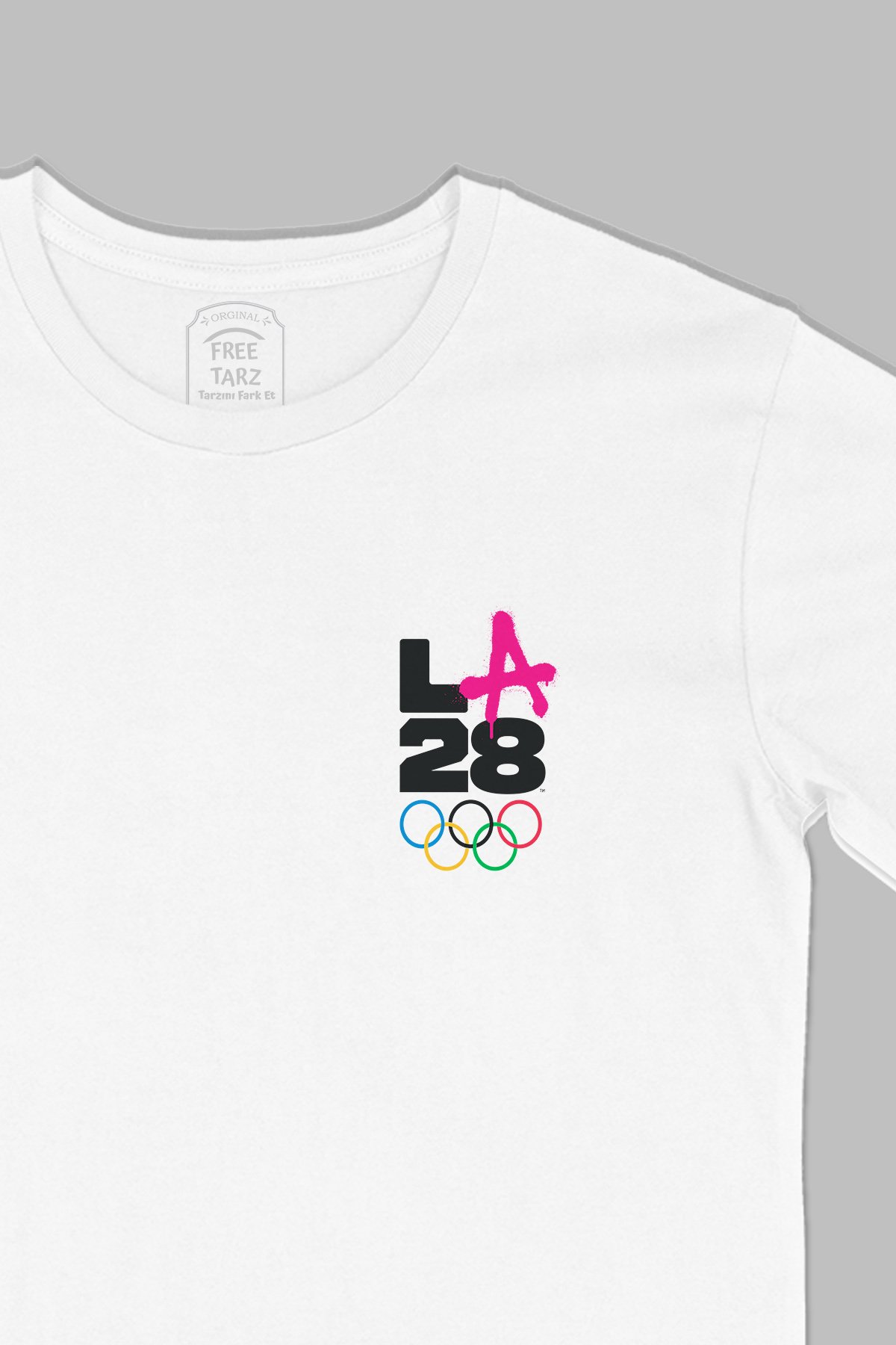 Los Angeles 2028 Olimpiyat Baskılı Cep Tasarım Beyaz Tişört Los Angeles 2028 Olimpiyat Baskılı Cep Tasarım Beyaz Tişört - Ücretsiz Kargo