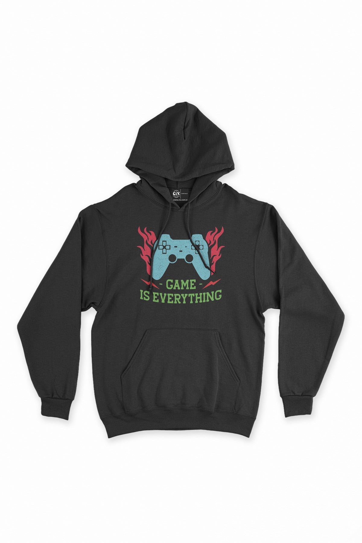 Mavi Game is Everything Siyah Kapşonlu Sweatshirt Hoodie