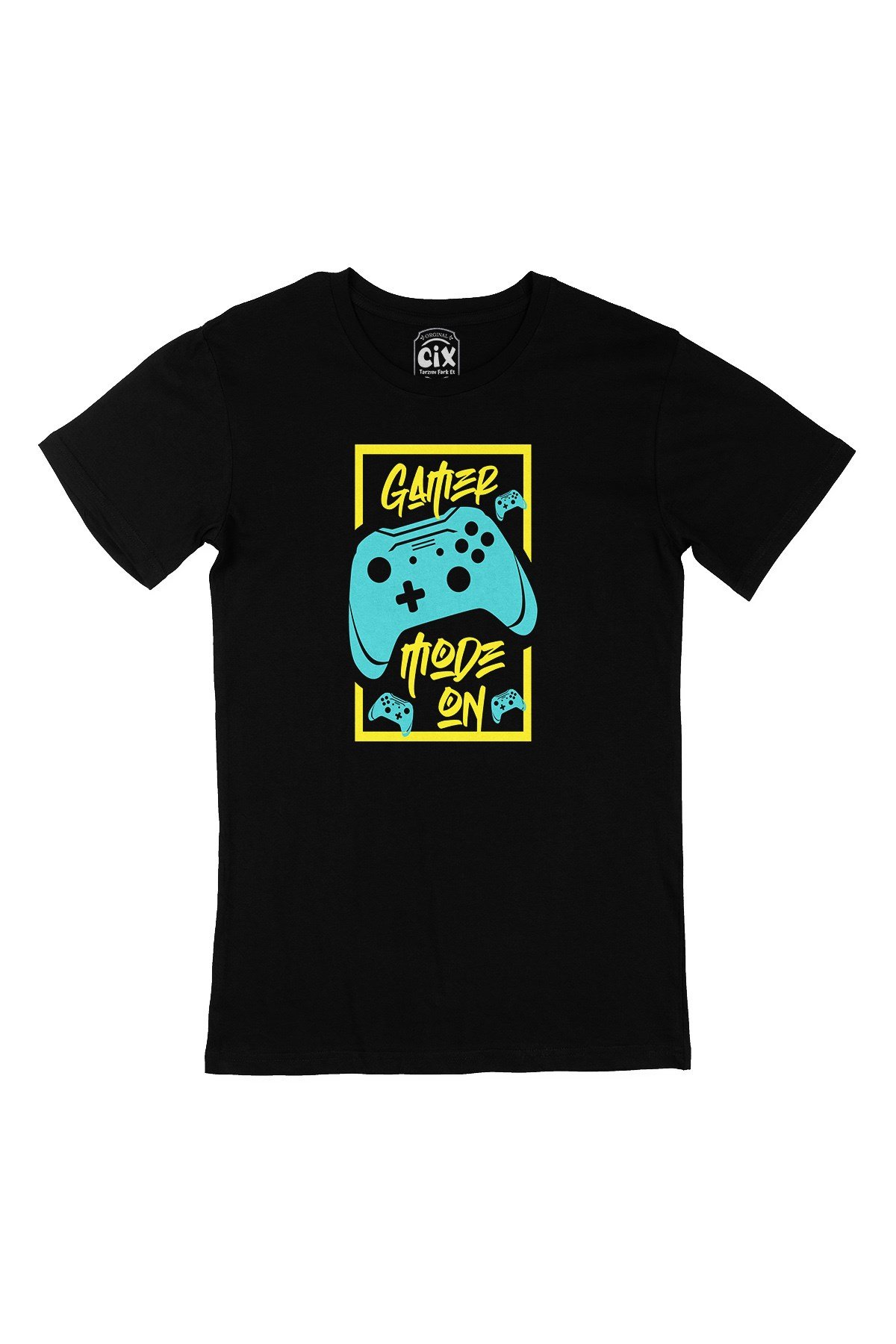 Mavi Gamer Mode On Siyah Tişört