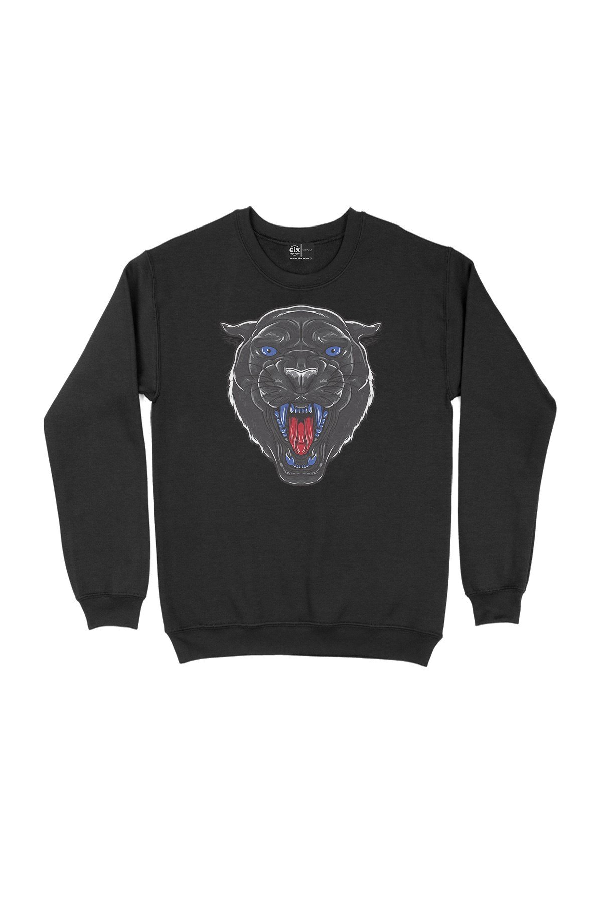 Mavi Gözlü Panter Siyah Sweatshirt