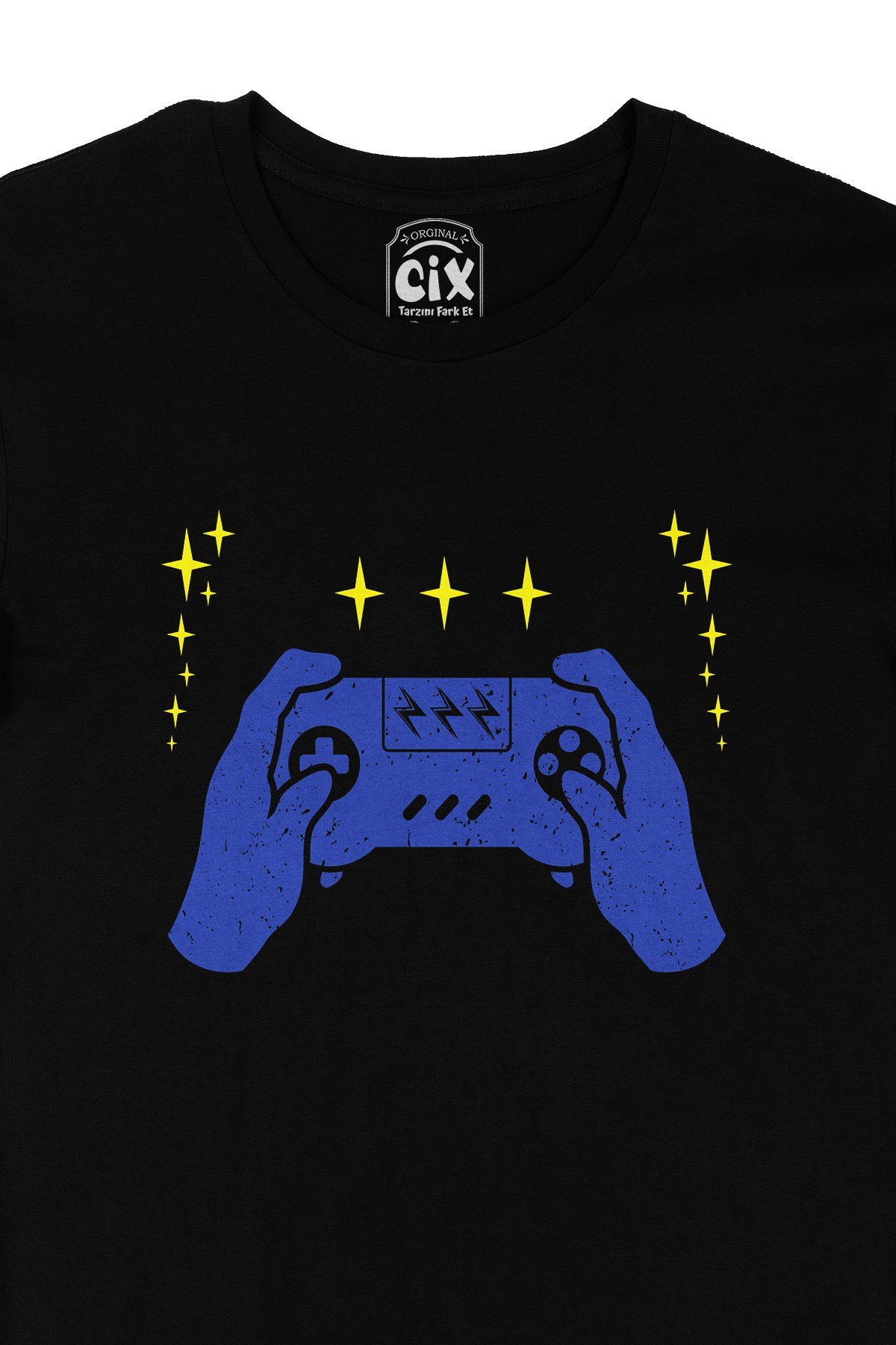 Mavi Joystick Siyah Tişört