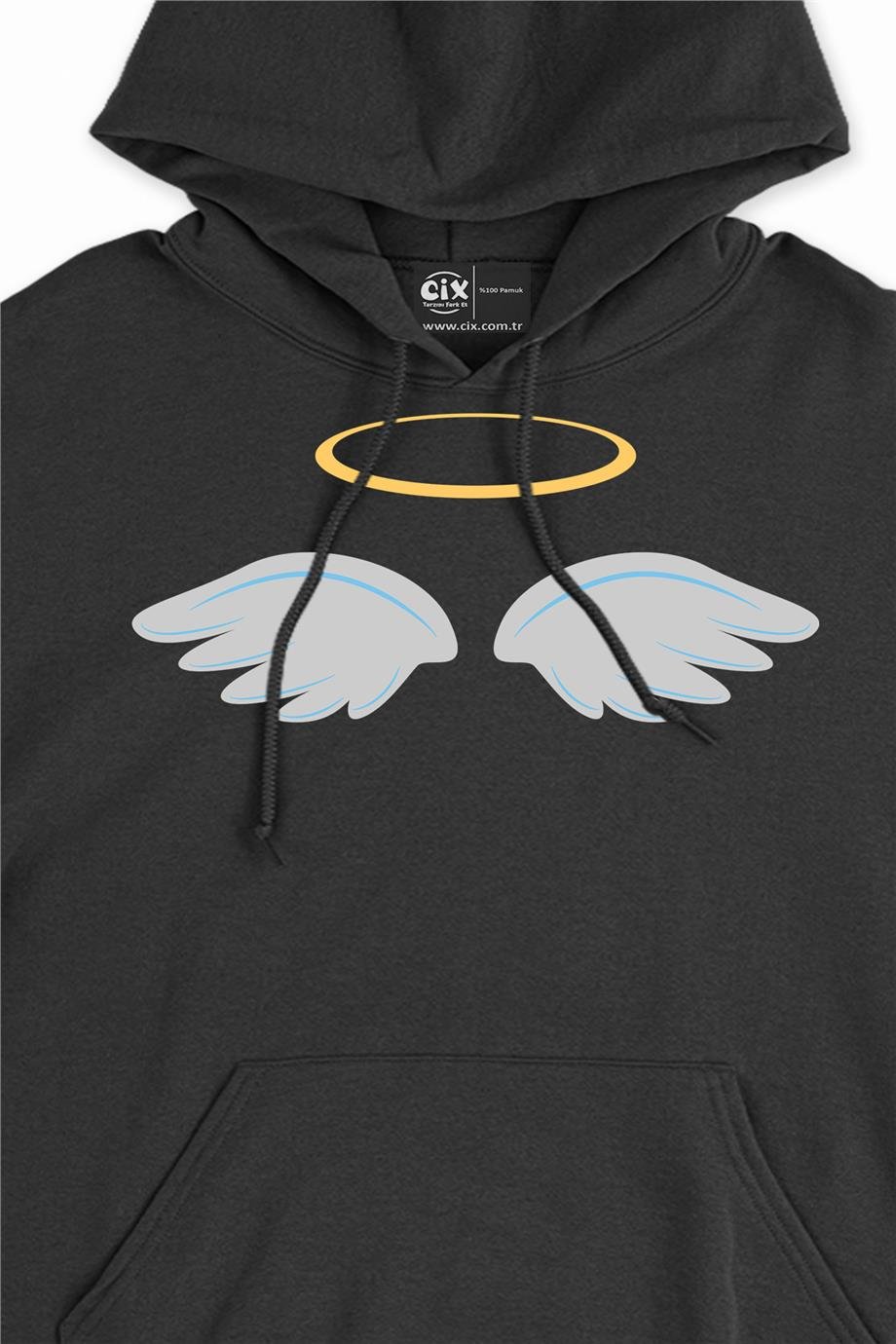 Melek Kanatlı Halka Kapşonlu Sweatshirt Hoodie Melek Kanatlı Halka Kapşonlu Sweatshirt Hoodie - Ücretsiz Kargo
