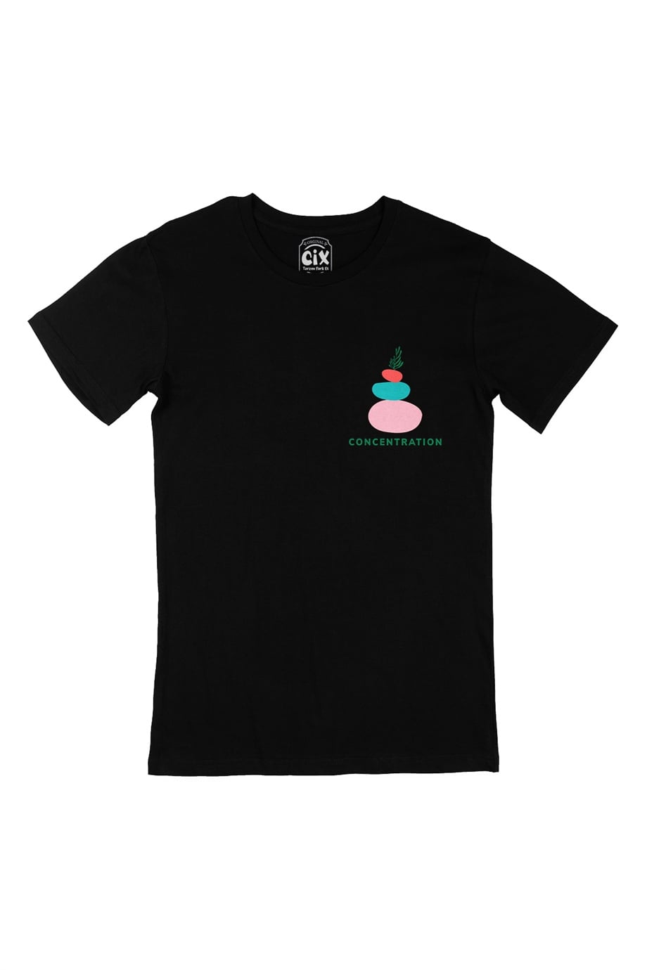 Mindfulness Concentration Cep Logo Tasarımlı Siyah Tişört
