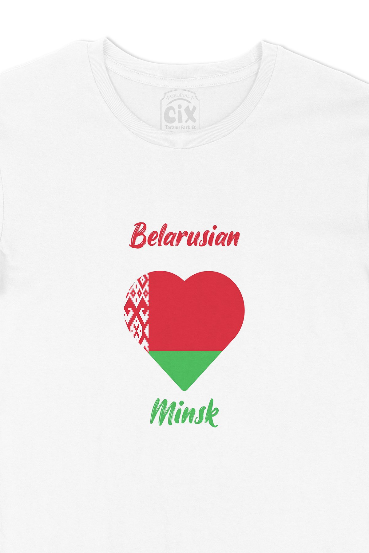 Minsk Belarus Bayraklı Kalpli Tişört