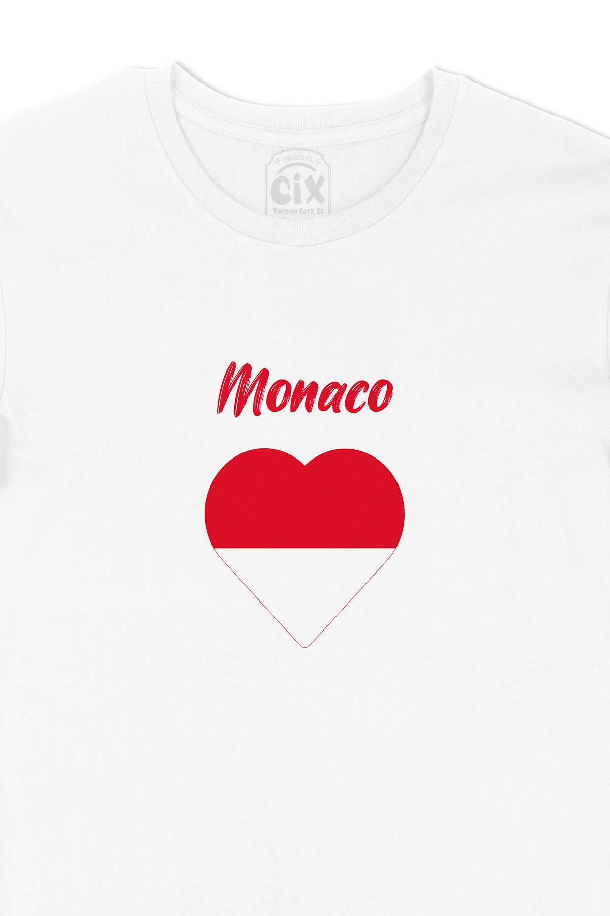 Monako Bayraklı Kalpli Tişört