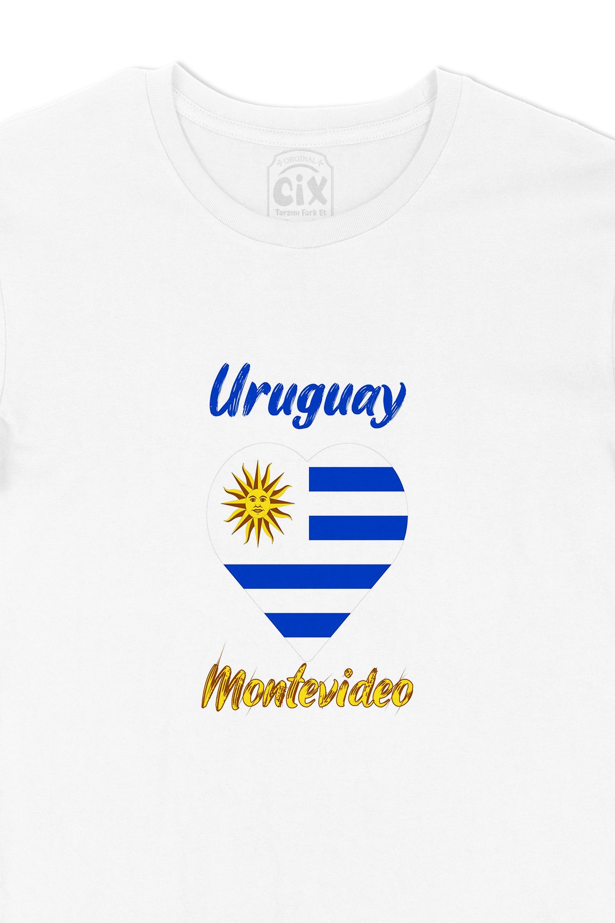 Montevideo Uruguay Bayraklı Kalpli Tişört