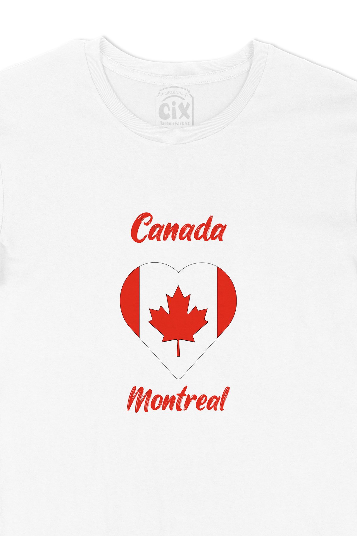 Montreal Canada Bayraklı Kalpli Tişört