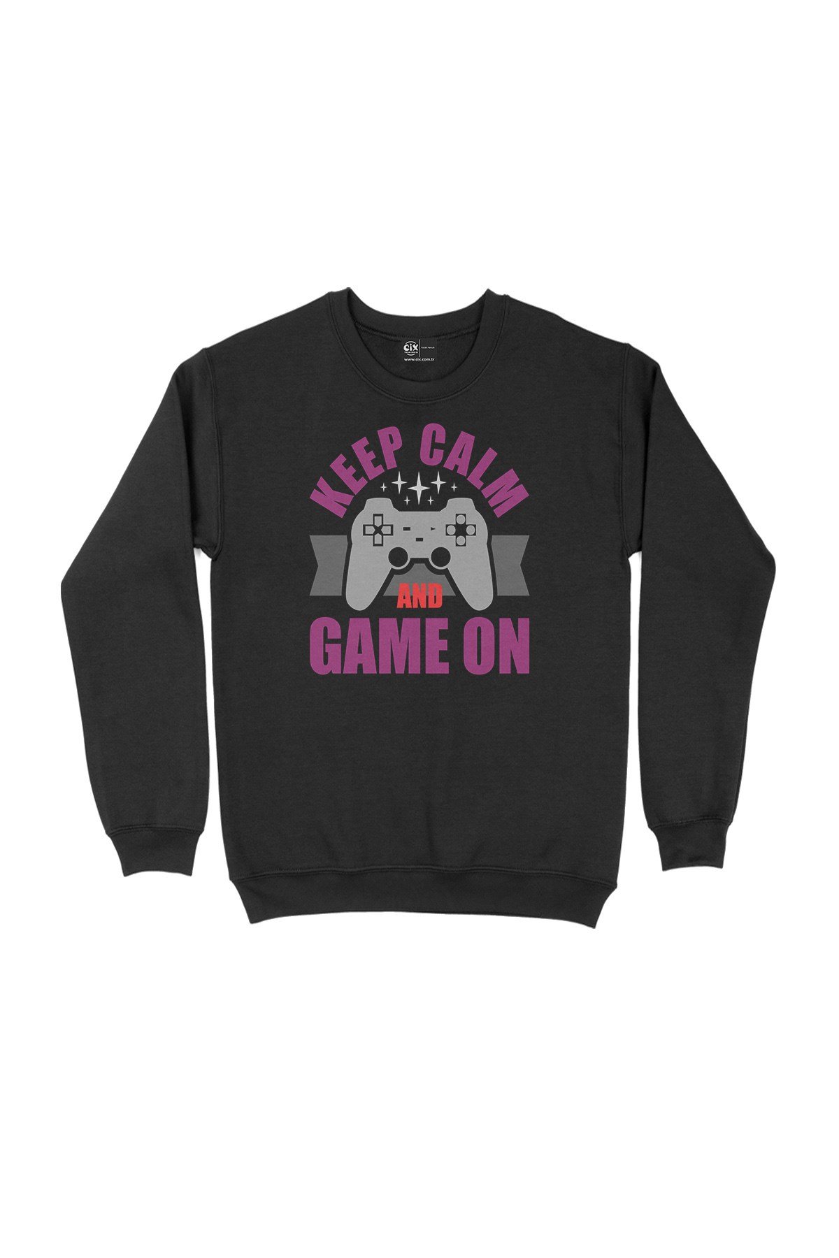 Mor Keep Calm Game On Siyah Sweatshirt