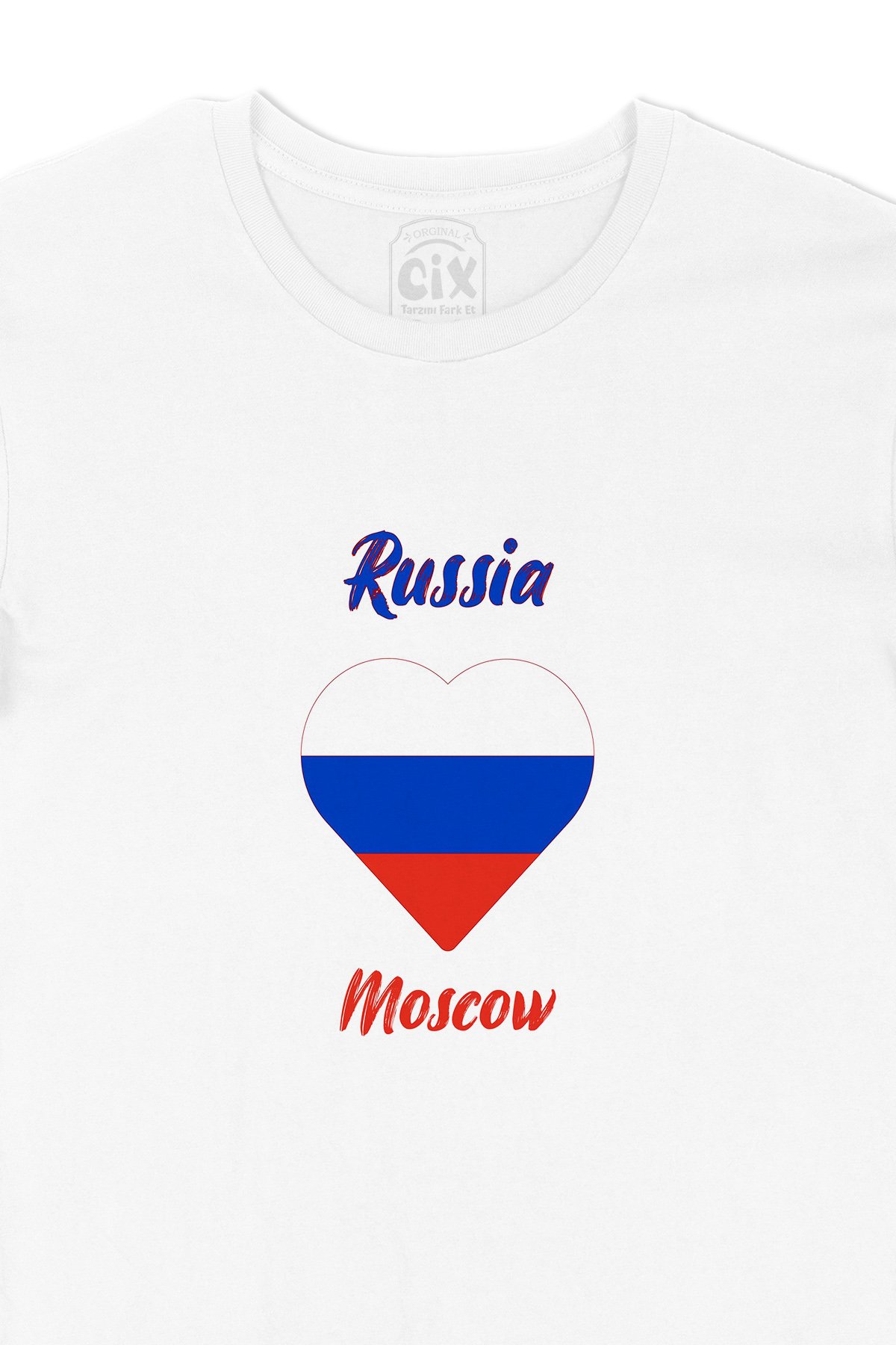 Moskova Rusya Bayraklı Kalpli Tişört