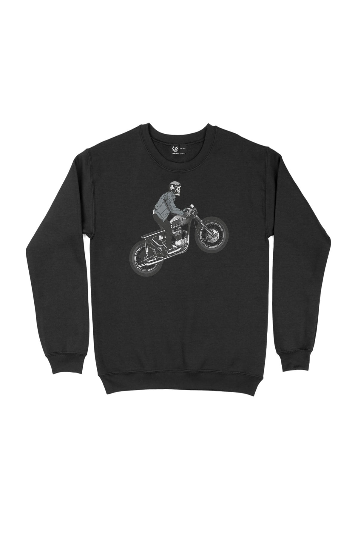 Motorcu Kuru Kafa Siyah Sweatshirt