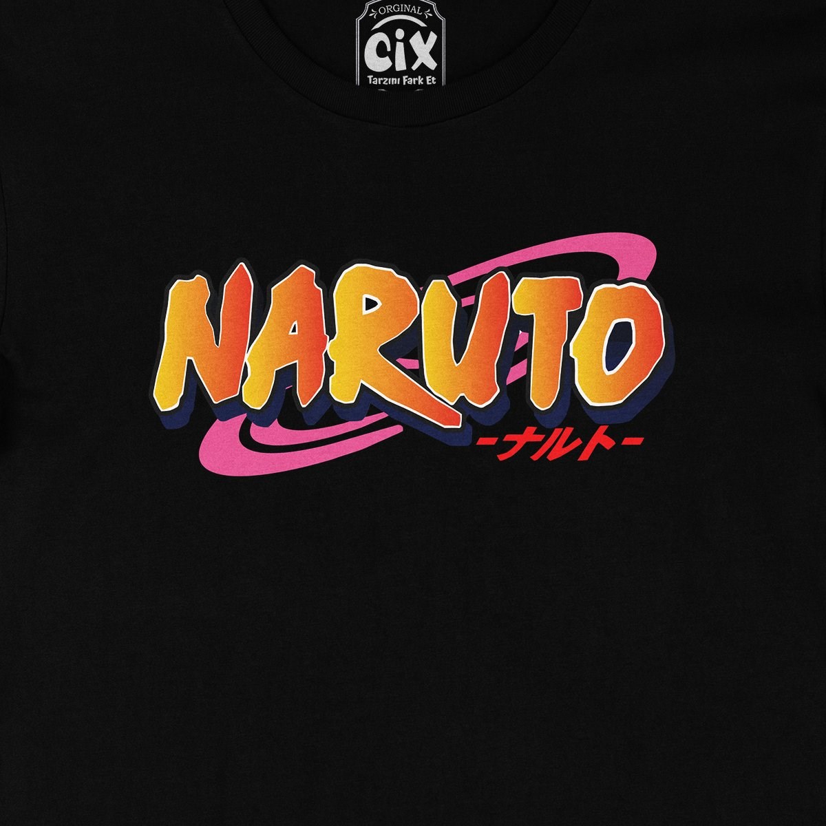 Naruto Logolu Siyah Tişört