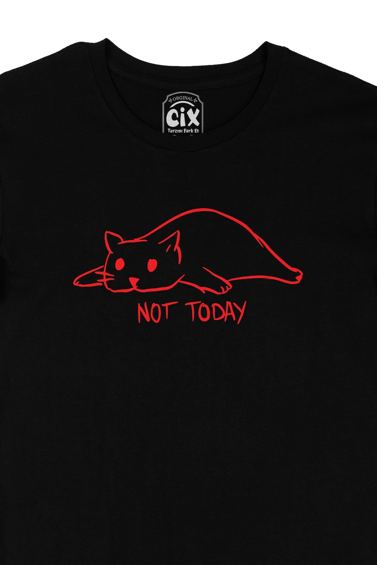 Not Today Kedicik Siyah Tişört