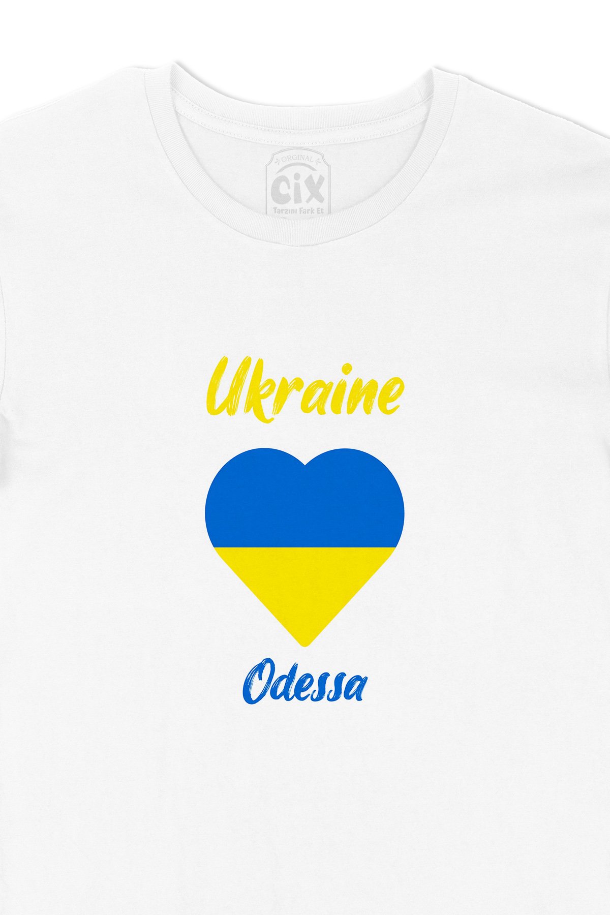 Odessa Ukrayna Bayraklı Kalpli Tişört