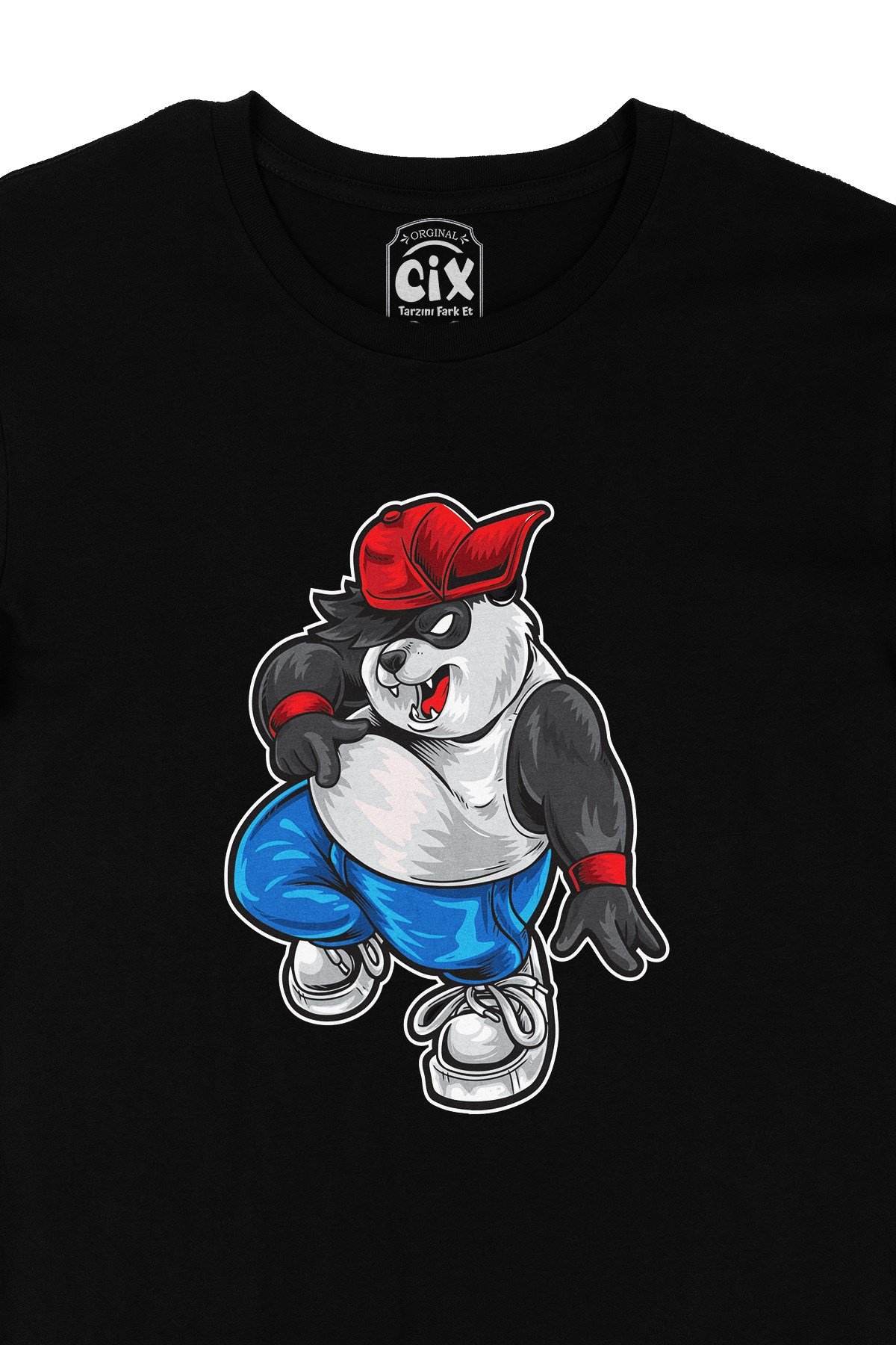 Oynayan Panda Siyah Tişört