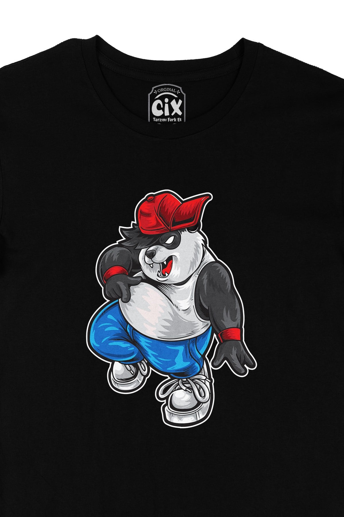 Oynayan Panda Siyah Tişört