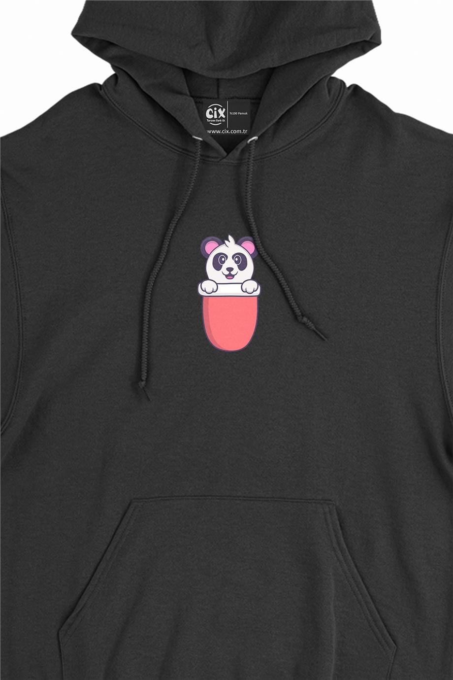Pandalı Minimal Kapşonlu Sweatshirt Hoodie Pandalı Minimal Kapşonlu Sweatshirt Hoodie - Ücretsiz Kargo