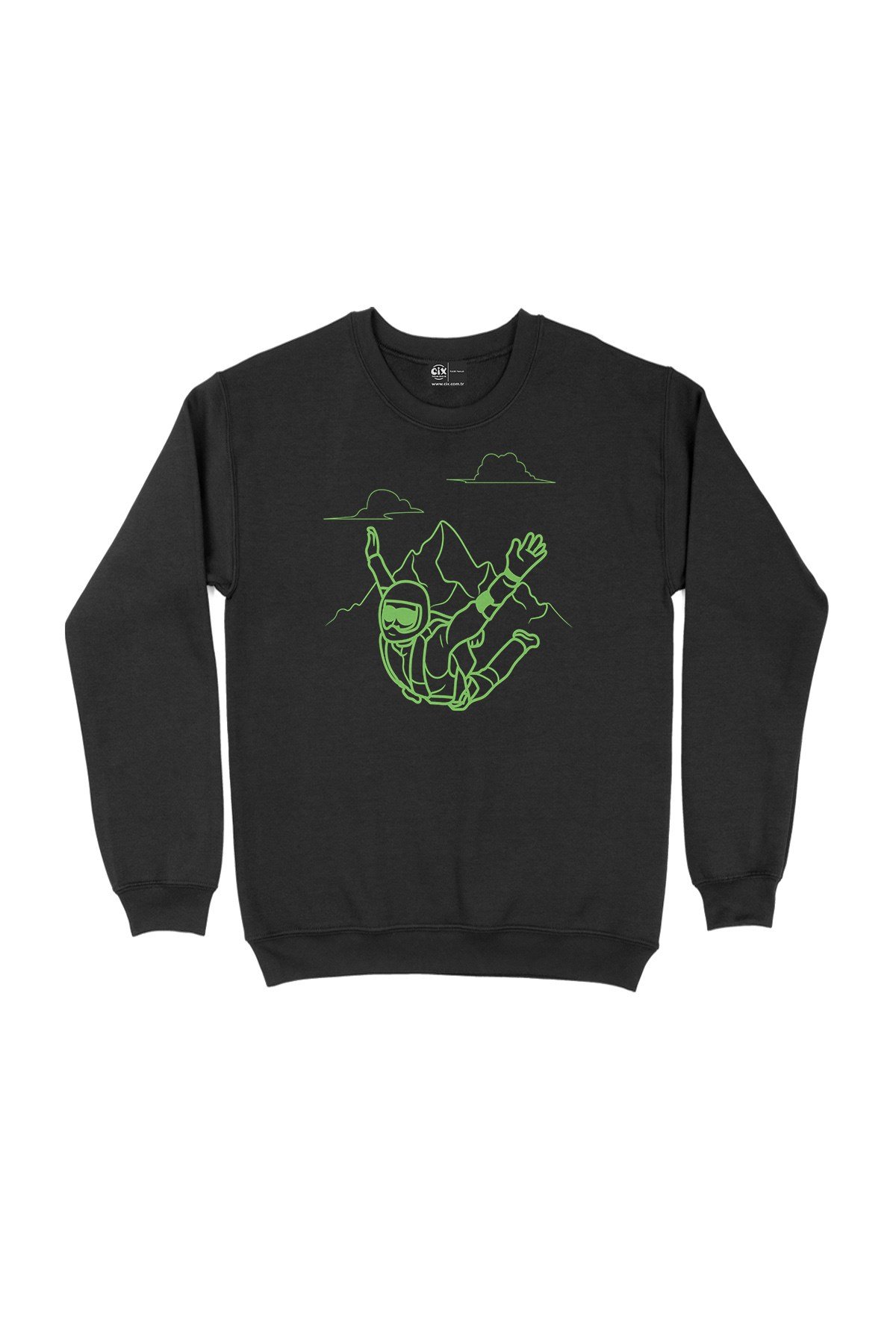 Paraşütçü Siyah Sweatshirt