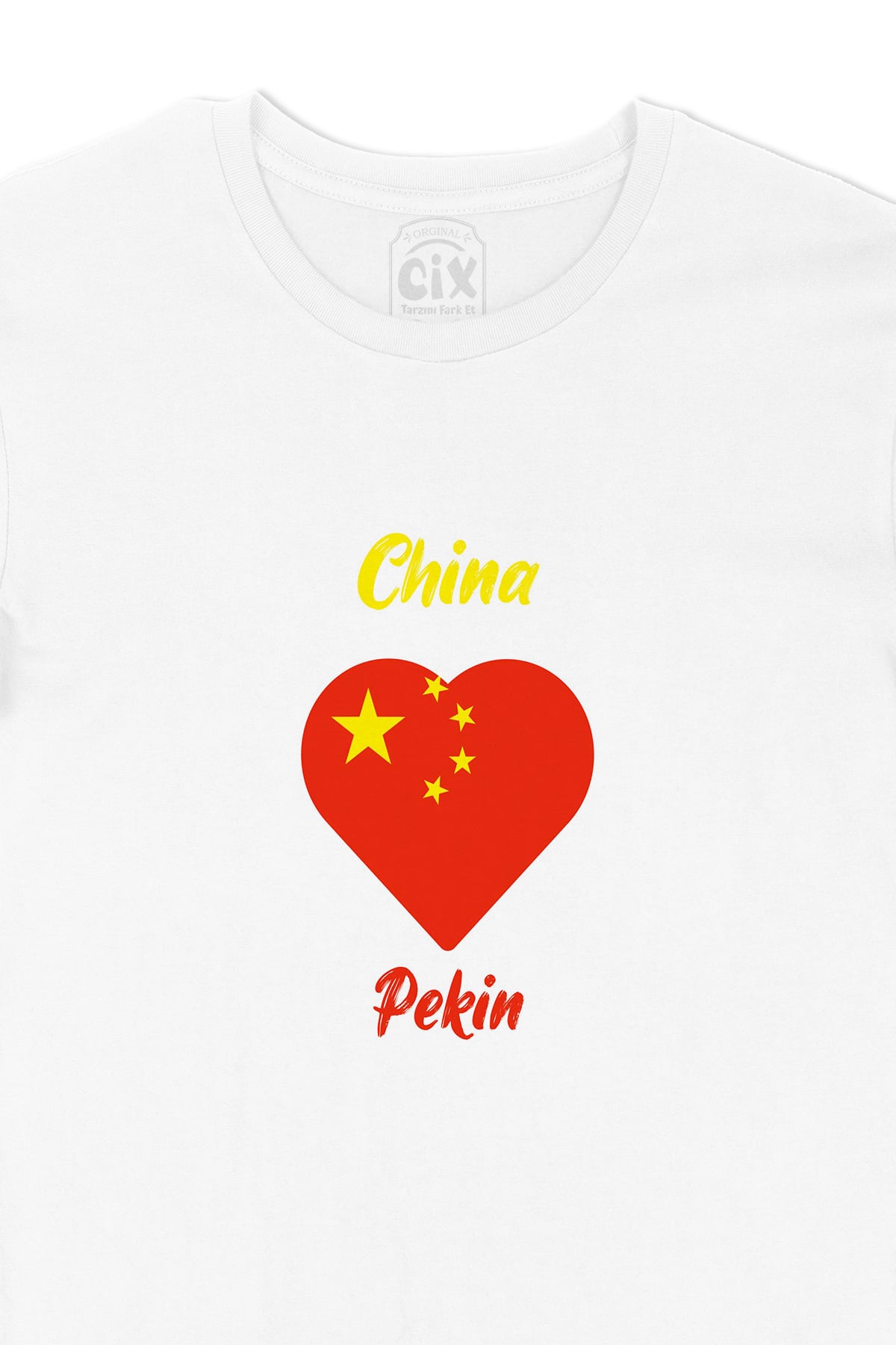 Pekin Çin Bayraklı Kalpli Tişört