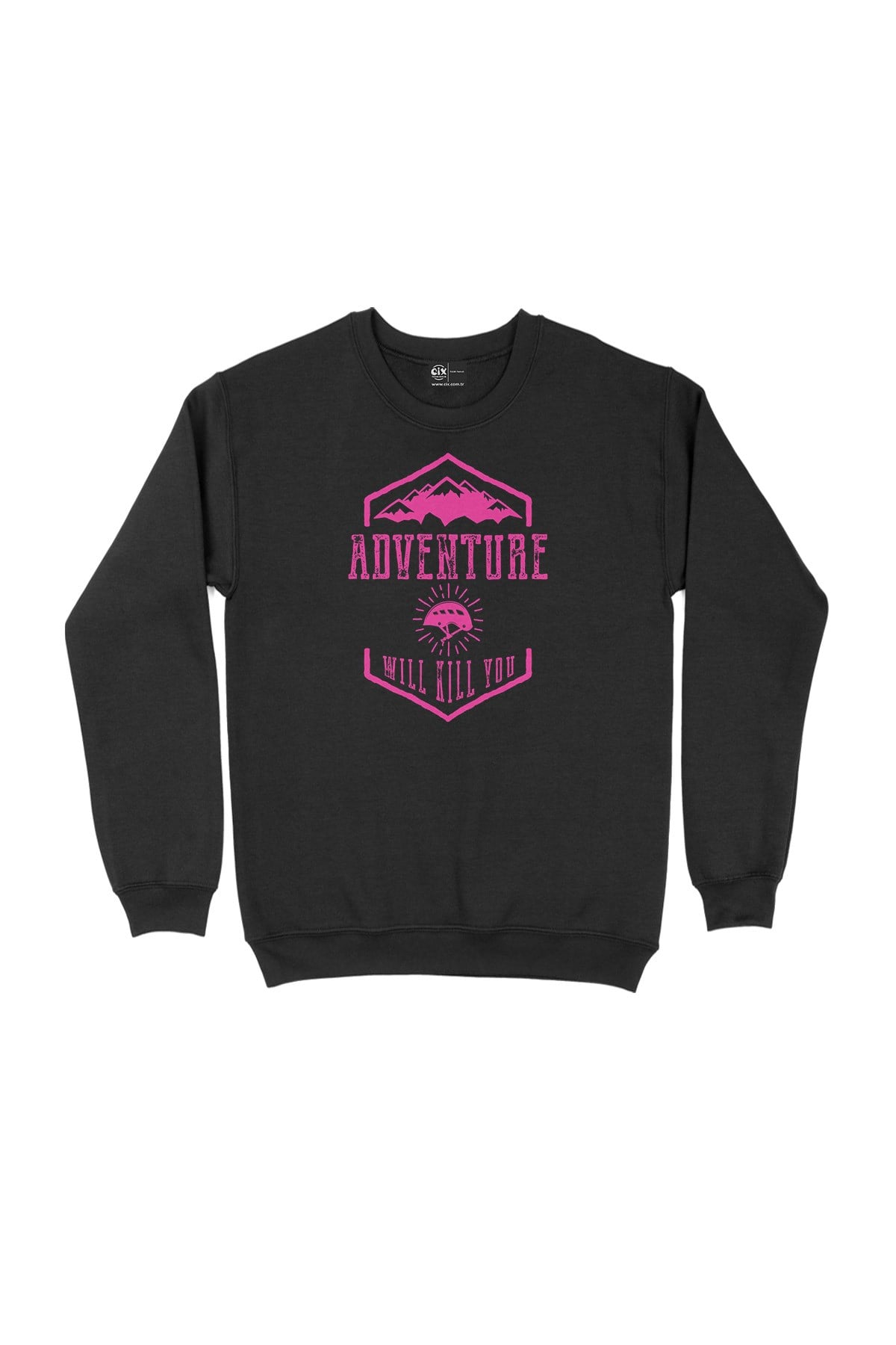 Pembe Adventure Will Kill You Siyah Sweatshirt