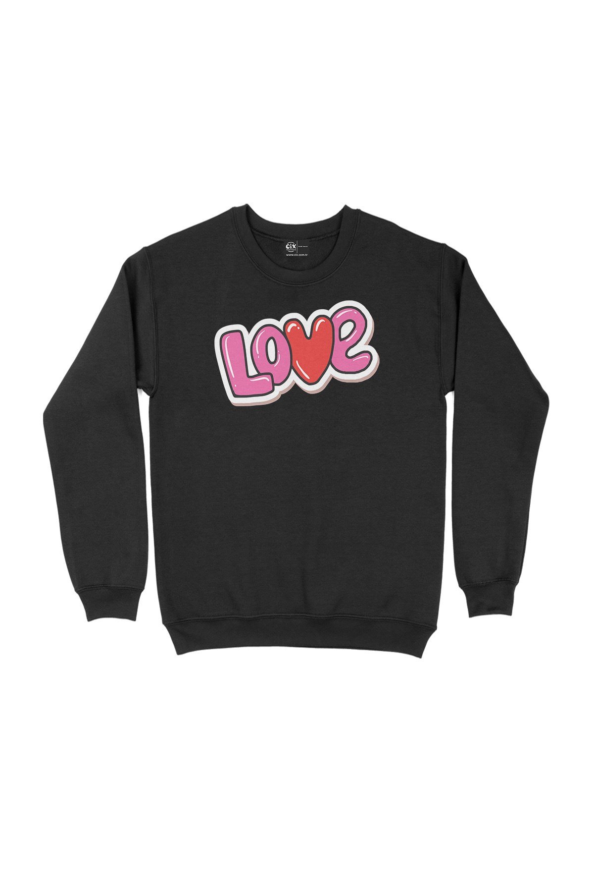Pembe Aşk Siyah Sweatshirt