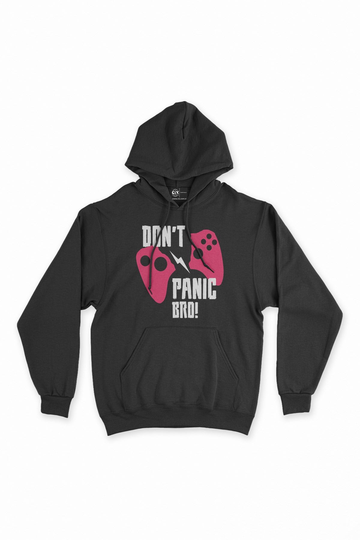 Pembe Don't Panic Bro Siyah Kapşonlu Sweatshirt Hoodie
