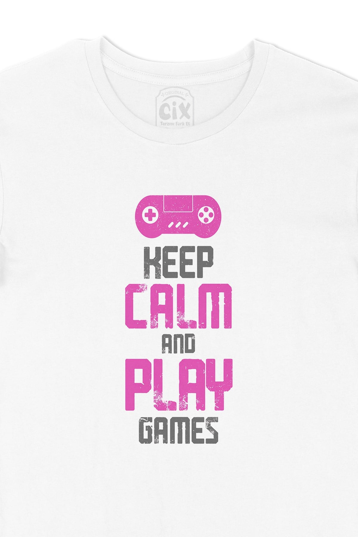 Pembe Keep Calm Play Game Tişört