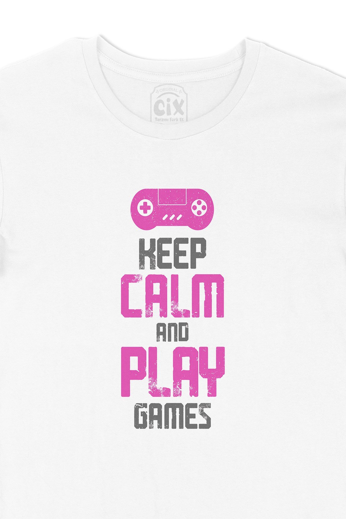 Pembe Keep Calm Play Game Tişört