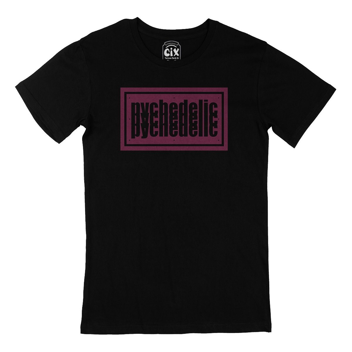 Pembe Pychedelic Siyah Tişört