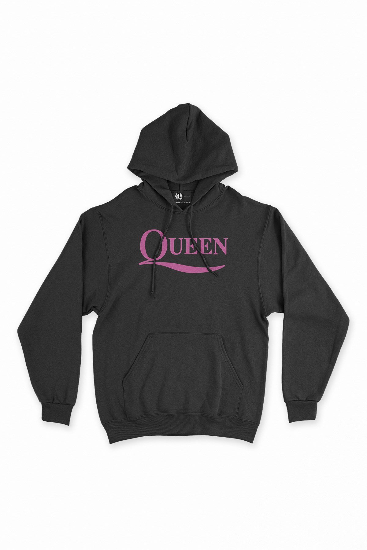 Pembe Queen Rock Siyah Kapşonlu Sweatshirt Hoodie