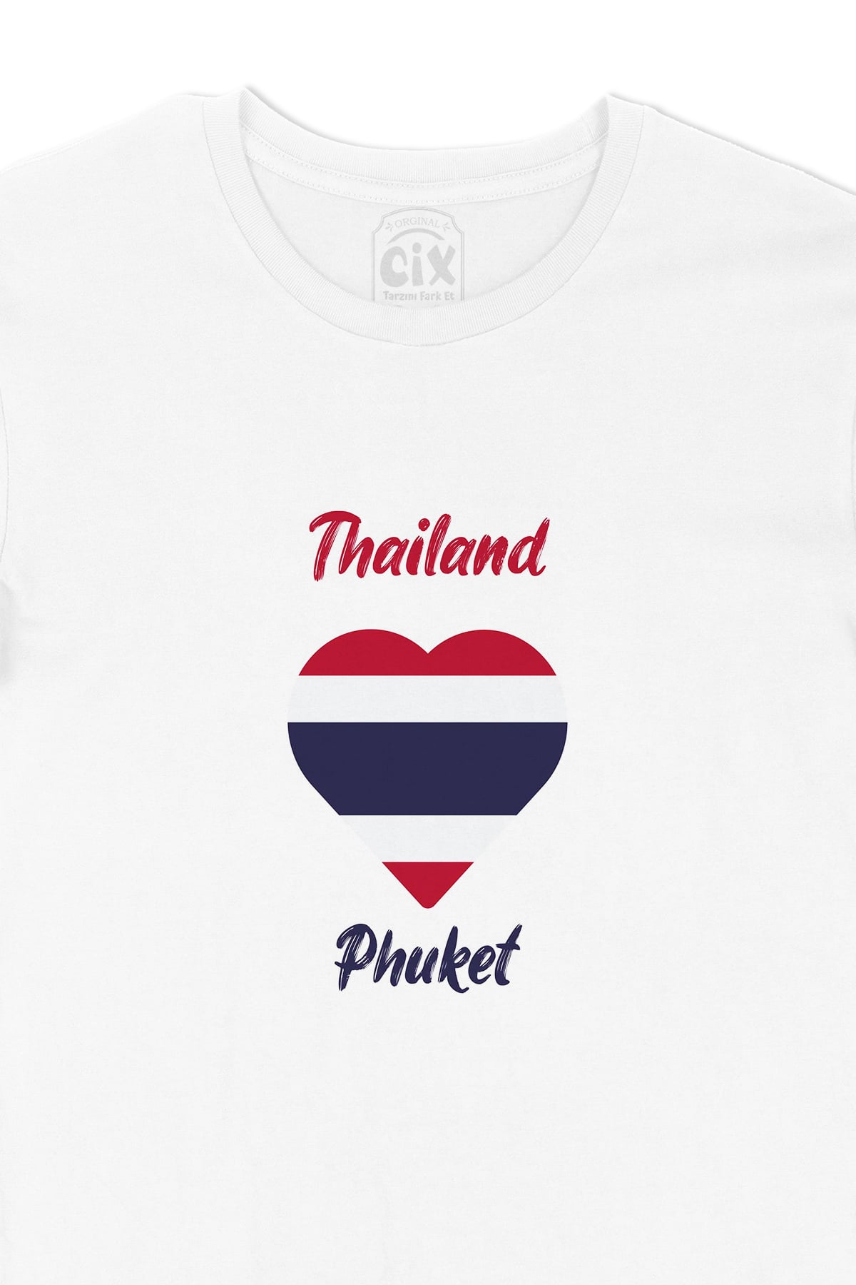 Phuket Tayland Bayraklı Kalpli Tişört