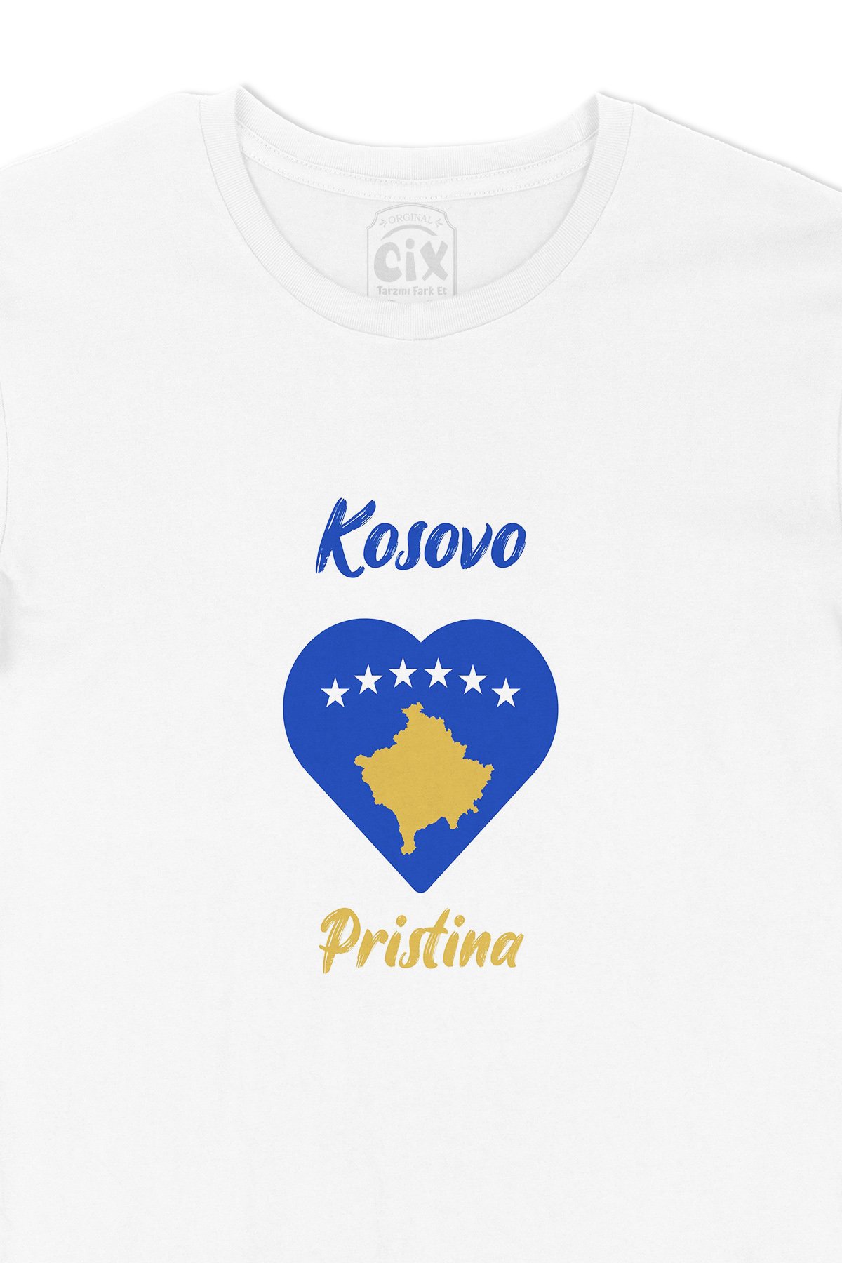 Piriştine Kosova Bayraklı Kalpli Tişört