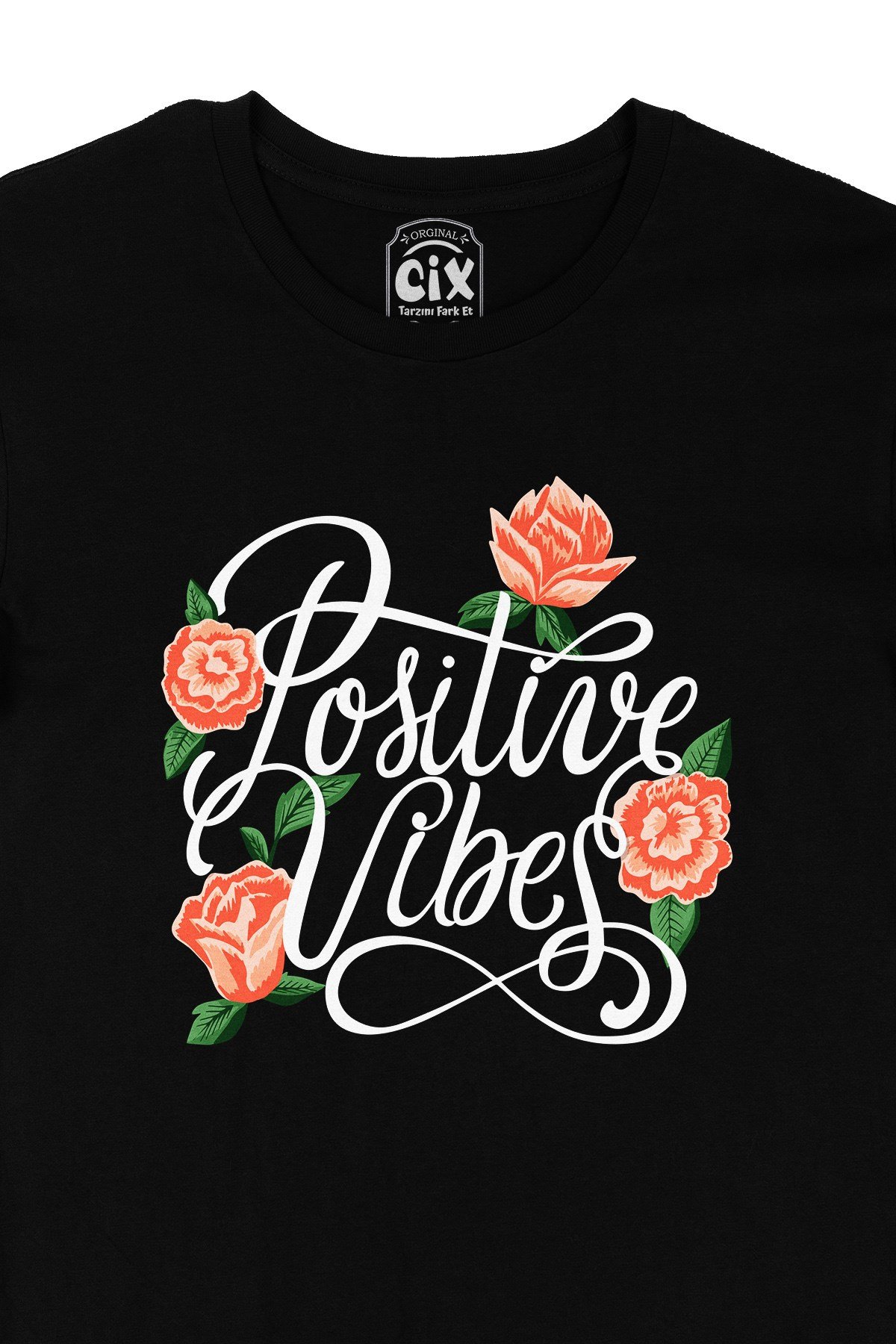 Positive Vibes Siyah Tişört