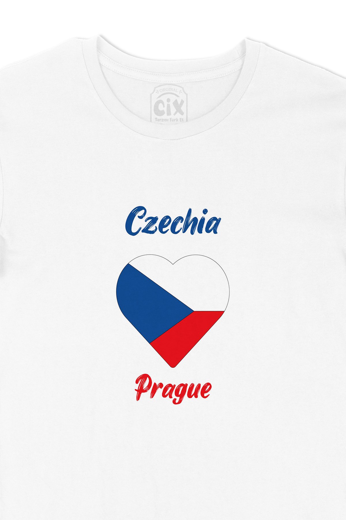 Prag Çekya Bayraklı Kalpli Tişört